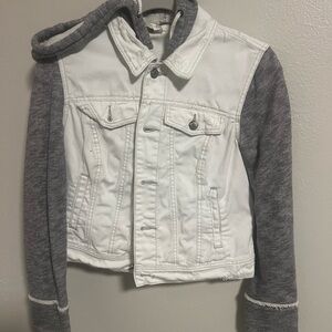 Free People White and Gray Jean Jacket-Small